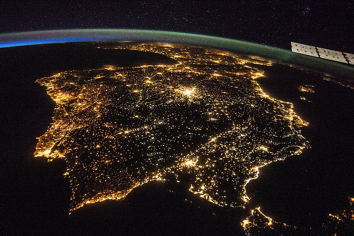 Earth, From Space, Andorra, Iberian Peninsula, NASA, Night, HD wallpaper