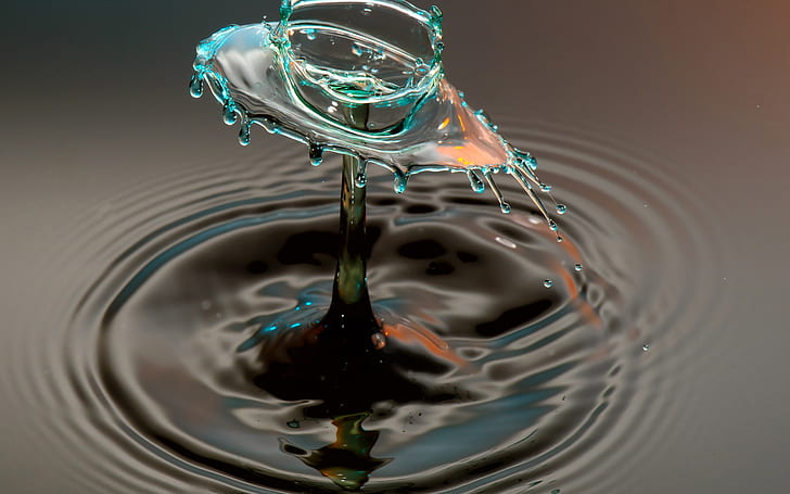Water Splash, photography of water drop, liquid, HD wallpaper
