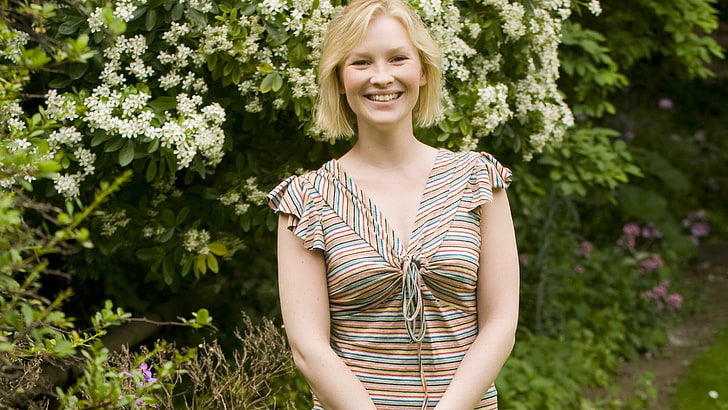 Joanna Page, British, blonde, smiling, happiness, front view, HD wallpaper