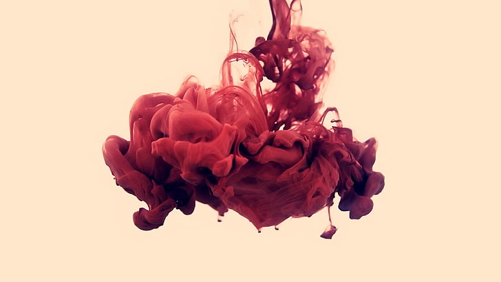 red smoke digital wallpaper, abstract, Alberto Seveso, paint in water, HD wallpaper