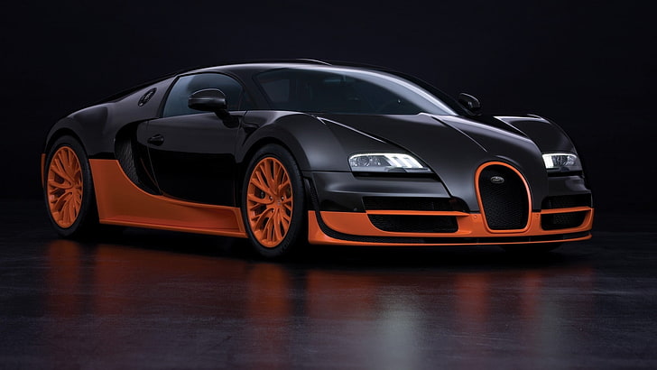 black and red coupe die-cast model, Bugatti Veyron Super Sport, HD wallpaper