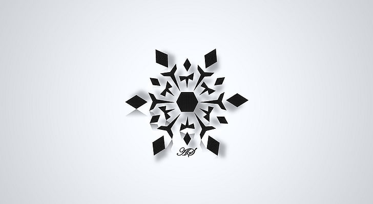 Black Snowflake, black snow flake artwork, Aero, White, minimalistic, HD wallpaper