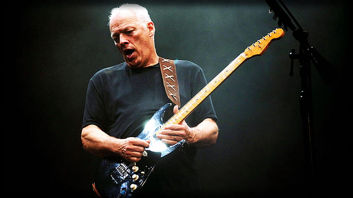 david gilmour, guitar, play, old, grey-haired
