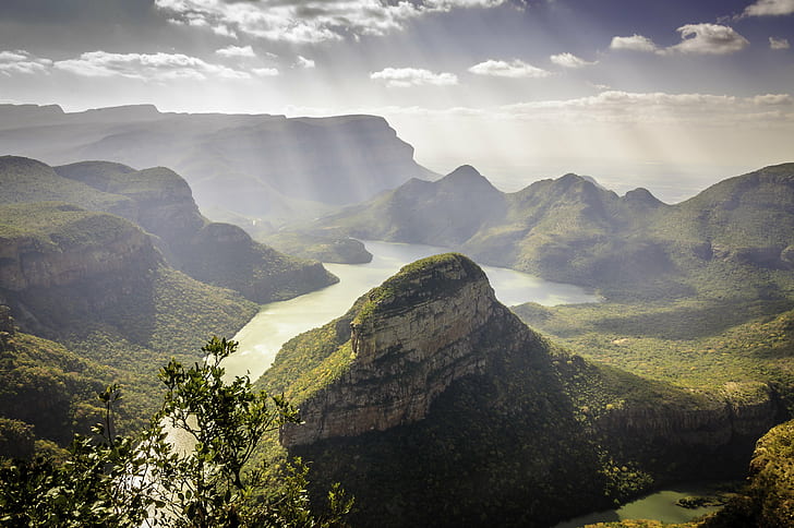 long exposure photography of green mountains with body of water, blyde, mpumalanga, blyde, mpumalanga