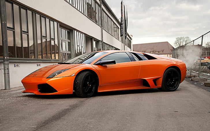 Lamborghini Murcielago LP640 orange supercar side view