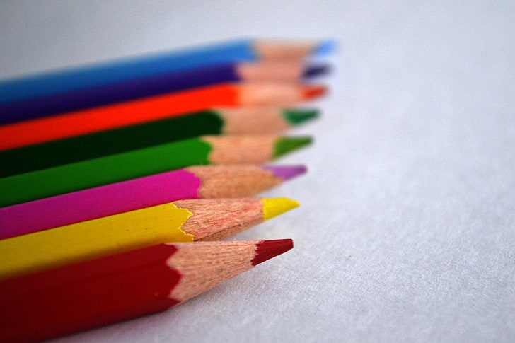 macro, multi colored, art and craft, writing instrument, pencil, HD wallpaper