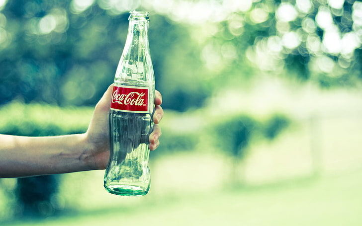 Coca-Cola glass bottle, summer, water, freshness, mood, heat, HD wallpaper