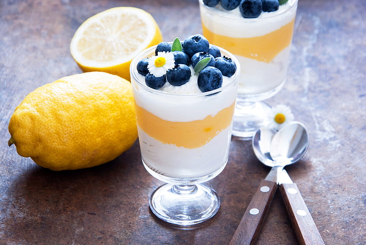 HD wallpaper: berries, lemon, Daisy, milk, blueberries, spoon, cocktail ...
