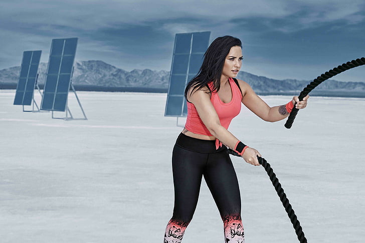 Demi Lovato, Battle Rope Workout, 4K, HD wallpaper