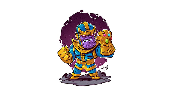 Thanos, simple background, white background, artwork, Marvel Comics