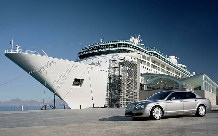 Lifestyles Of The Rich, grey sedan, luxury-liner, boat-and-car, HD wallpaper