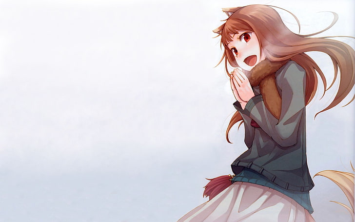 anime girls, Spice and Wolf, Holo, wolf girls, Okamimimi, one person