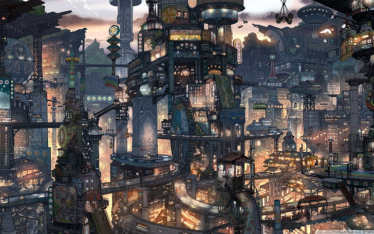 illustration of high rise building, anime, Imperial Boy, fantasy art