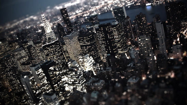 city, cityscape, night, lights, city lights, skyscraper, New York City, HD wallpaper