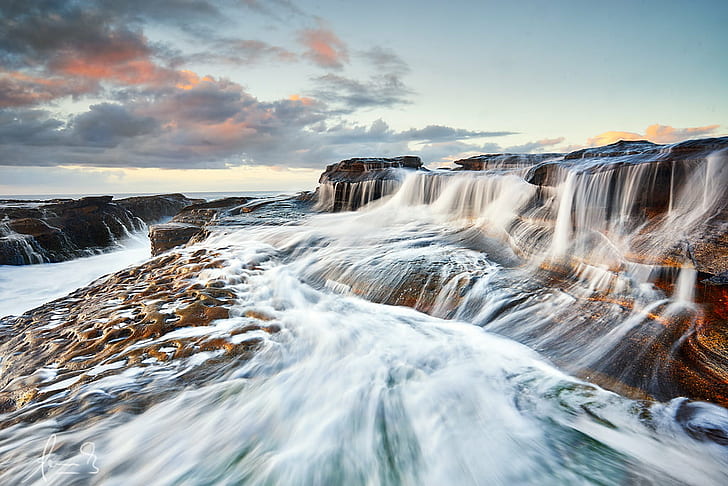timelapse photography of waterfalls during daytime, Potter, Point, HD wallpaper