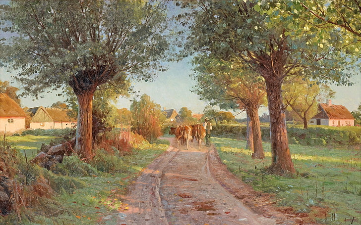 Danish painter, Summer evening, 1919, Peter Merk Of Menstad, HD wallpaper