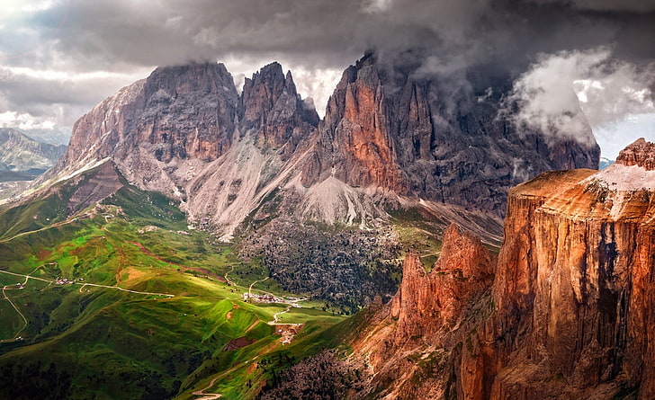 South Tyrol Dolomites Italy Landscape, brown mountain, Europe, HD wallpaper