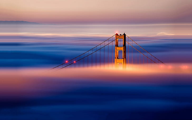 Golden Gate Bridge, Golden Gate Bridge, USA, San Francisco, Clouds, City, Architecture