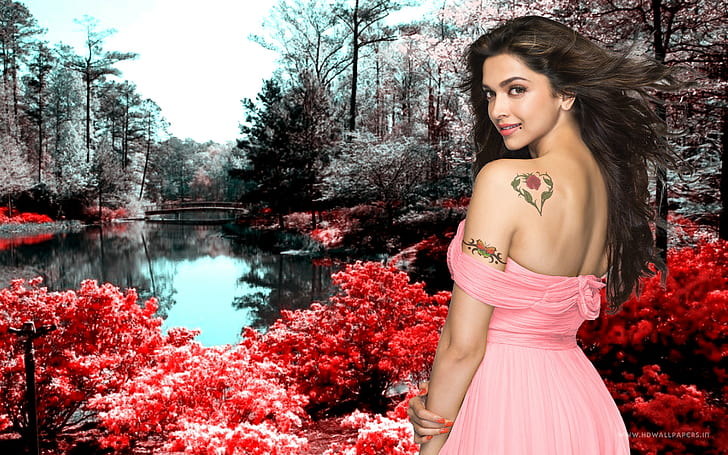 Deepika Padukone, women's pink off shoulder dress, HD wallpaper