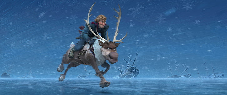 Disney Frozen Kristoff and Sven wallpaper, deer, Walt Disney