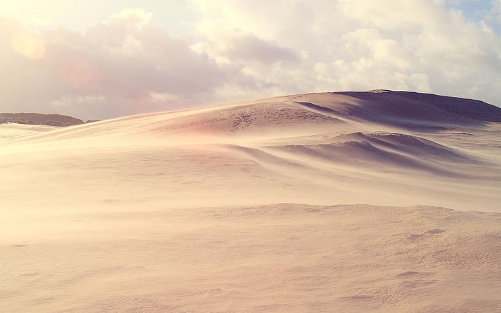 gray desert, dune, landscape, nature, clouds, sand, scenics - nature, HD wallpaper