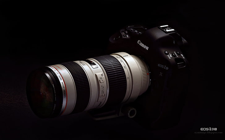 black Canon EOS camera, the camera, lens, EOS-1D X, Canon EF 70-200mm F2.8L, HD wallpaper
