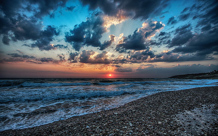 Earth, Sunset, Greece, Kos Island, Seascape, HD wallpaper