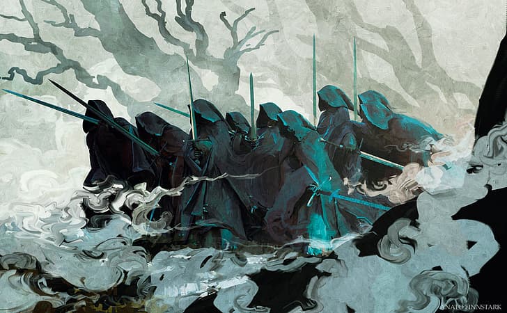 Nazgûl, mist, hood, sword, The Lord of the Rings, Anato Finnstark, HD wallpaper