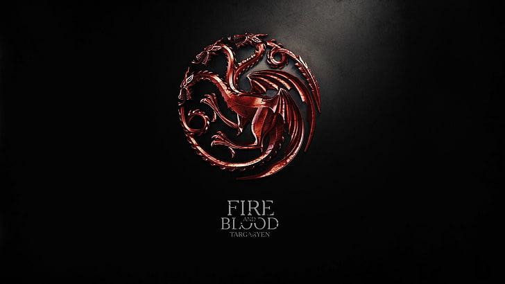 Fire Blood logo, Game of Thrones, House Targaryen, studio shot