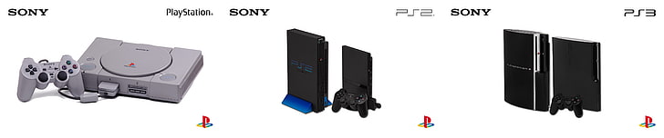 black Sony PS2 and PS3, PlayStation, PlayStation 2, PlayStation 3
