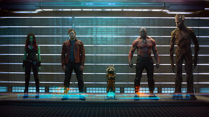 Guardians of the Galaxy Movie, Zoe Saldana, Gamora, Groot, Peter Quill, HD wallpaper