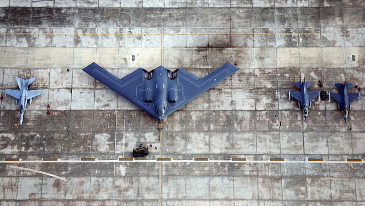 blue bomber plane, military, airplane, aircraft, Northrop Grumman B-2 Spirit