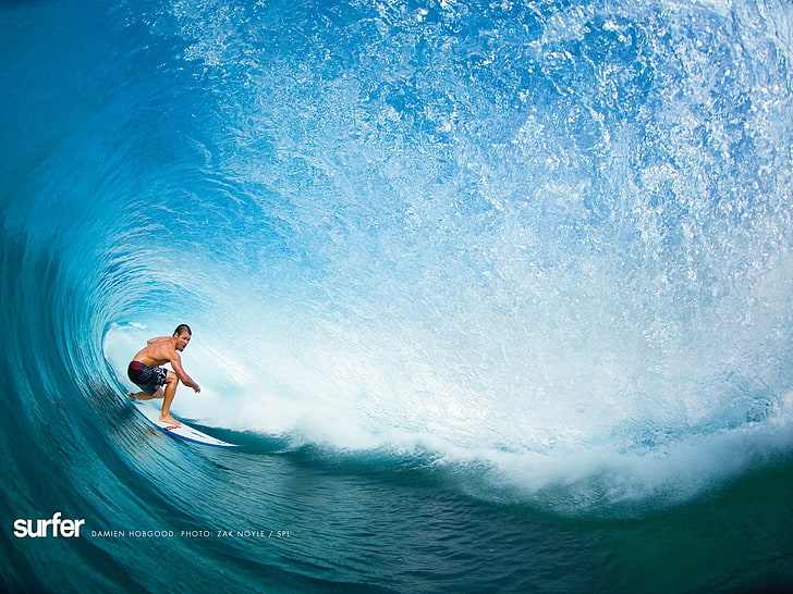 surfing, men, waves, surfers, sea, water, surfboards, blue, HD wallpaper