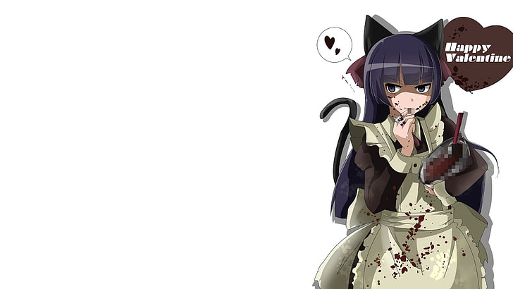 (mu, bandage, catgirl, censored, chocolate, eyes, gokou, hair, HD wallpaper