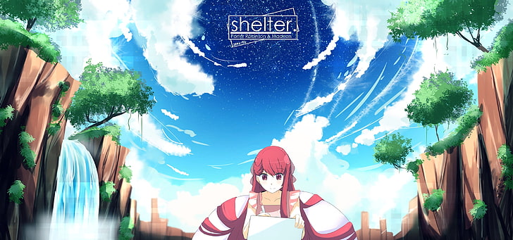 anime, anime girls, shelter, Rin (Shelter), clouds, long hair