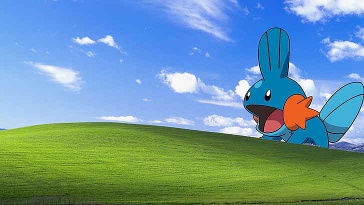Pokemon character illustration, Pokémon, Windows XP, sky, environment, HD wallpaper