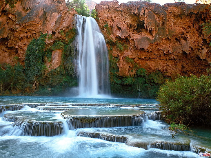 Havasu Falls Arizona, brown and white waterfall, Nature, Scenery