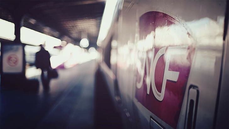 photography, depth of field, train, TGV, SNCF, train station, HD wallpaper