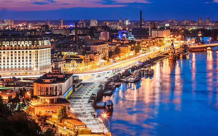 Kiev, city, city lights, long exposure, Ukraine