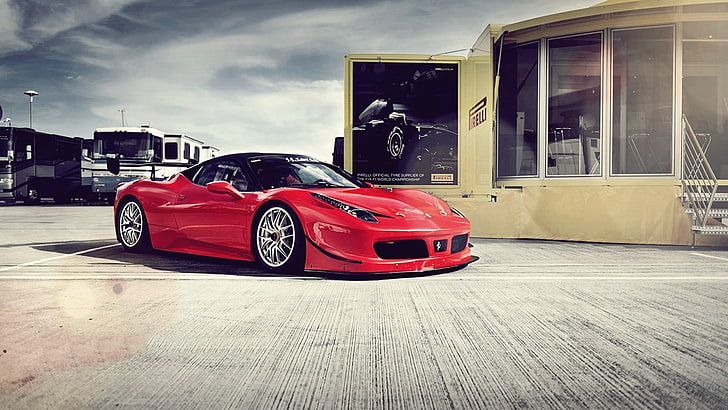 car, Ferrari, Ferrari 458 Italia GT3, red cars, mode of transportation, HD wallpaper