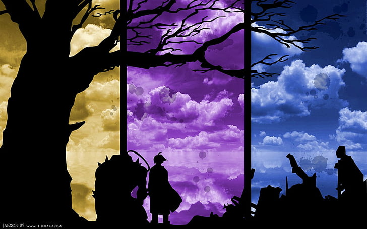 FullMetal Alchemist, Alphonse Elric, Edward Elric, silhouette, HD wallpaper