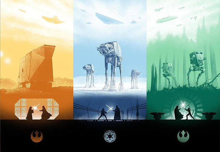 Star Wars shadow fight wallpaper, collage, science fiction, artwork