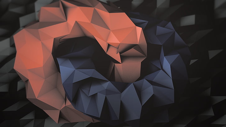 red and blue digital wallpaper, low poly, abstract, digital art