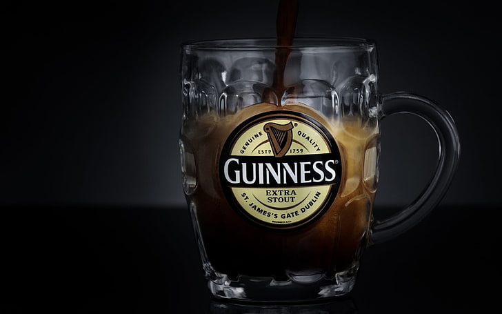 Guinness Beer Brands, clear Guinness glass mug, Other, logo, drink, HD wallpaper