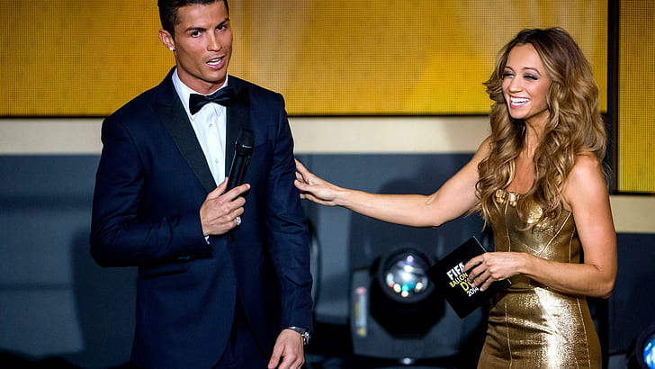 Presenter Kate Abdo (R) speaks with Cristiano Ronaldo of Portugal, christiano ronaldo, HD wallpaper