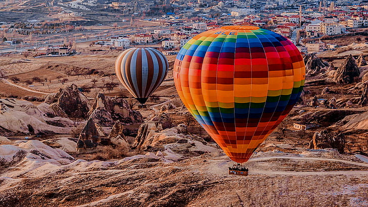hot air balloon, flight, view