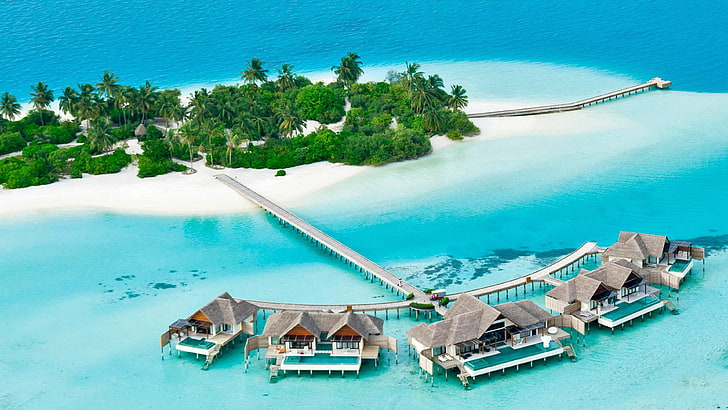 Dhaalu Atoll Is One Of The Atolls Of The Maldives Luxurious Resort An Aerial View From A Drone Wallpaper Hd 3840×2160
