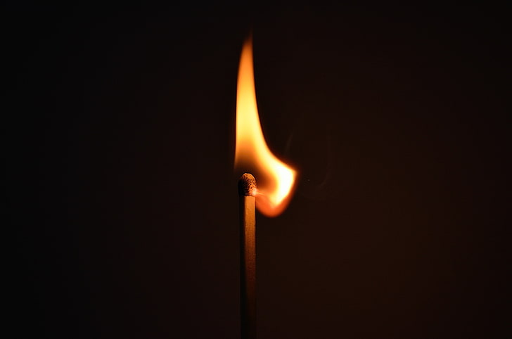 match stick, fire, sulfur, dark background, flame, fire - Natural Phenomenon