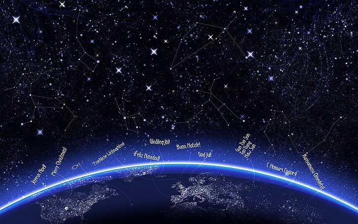 constellation illustration, Christmas, New Year, Earth, stars, HD wallpaper
