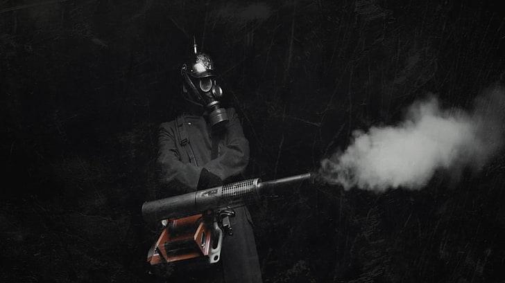 black gas mask, gas masks, helmet, soldier, weapon, military